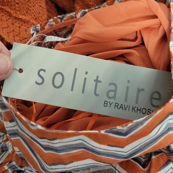 NWT Solitaire by Ravi Khosla Chevron pattern Orange Skirt Size S - Picture 2 of 7